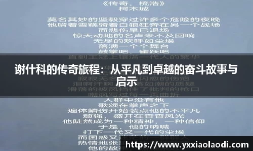 谢什科的传奇旅程：从平凡到卓越的奋斗故事与启示